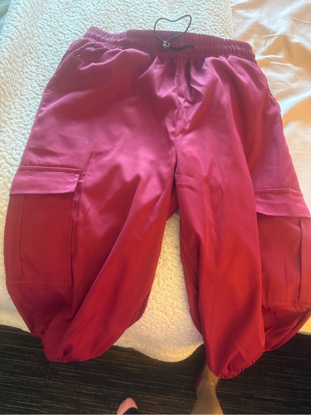 Women's Cargo Capris in Deep Magenta